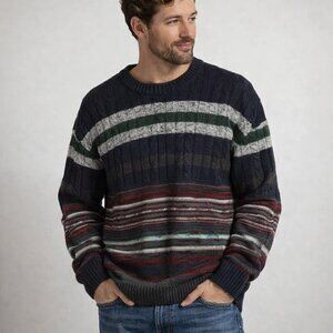 Men’s Woolworths size Large striped sweater, cozy fall winter